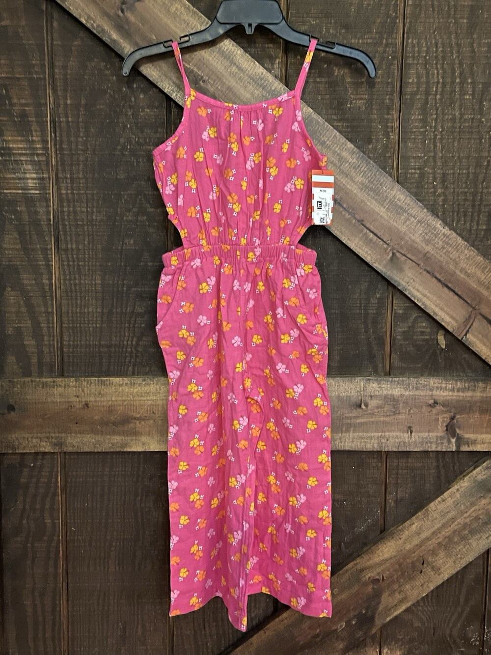 GIRL'S Wide Leg Pink Floral Jumpsuit Cat & Jack Kids Size 10 Bohemian Summer NEW